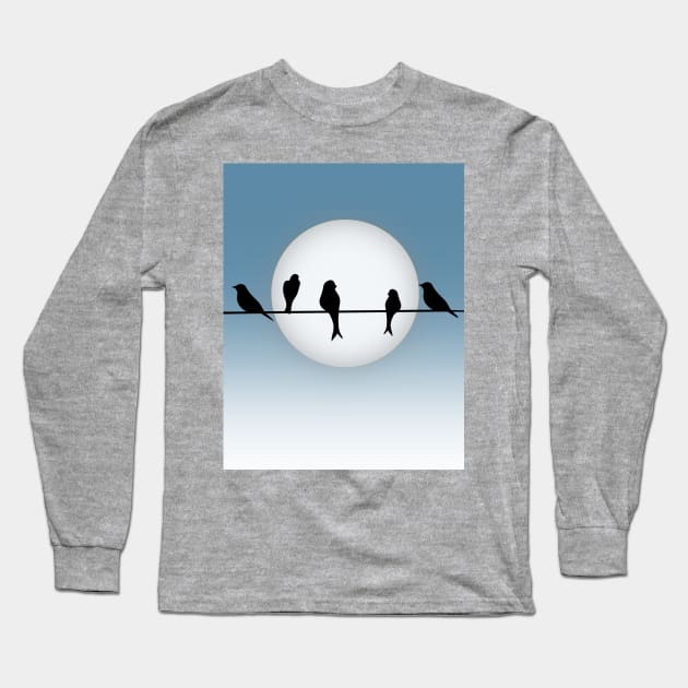 Birds on a Wire Long Sleeve T-Shirt by AaronShirleyArtist